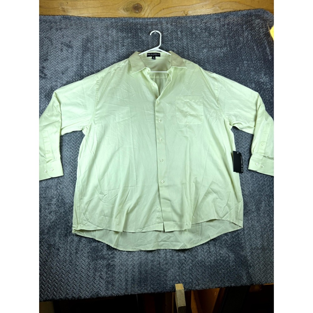 Doc & Amelia Dress Shirt Mens 18.5 34-35 Light Green Long Sleeve Formal Business
